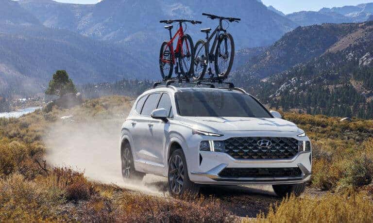 2022 Hyundai Santa Fe offroading with a bike rack