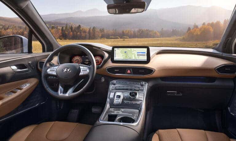 2022 Hyundai Santa Fe interior front and infotainment system