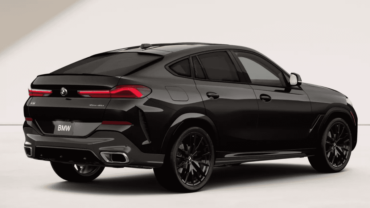 Black BMW X6 viewed from the rear passenger side