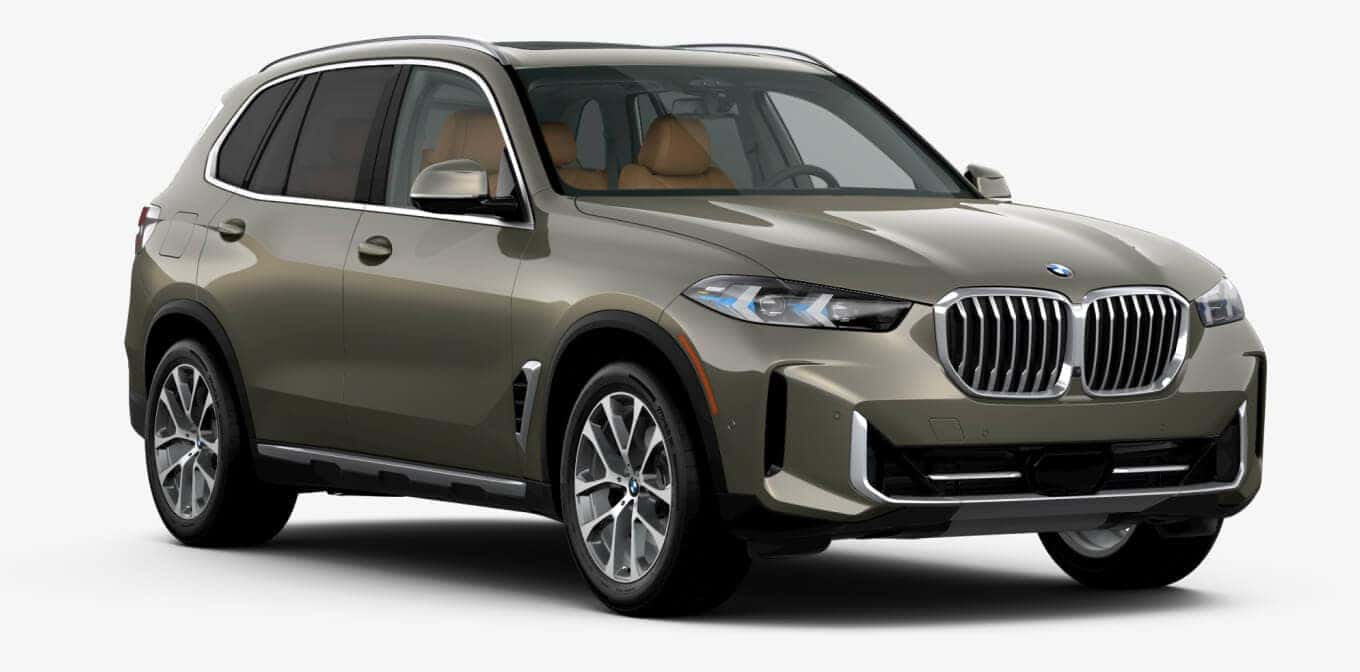BMW X5 xDrive40i in Manhattan Green Metallic shown in three-quarter angle.