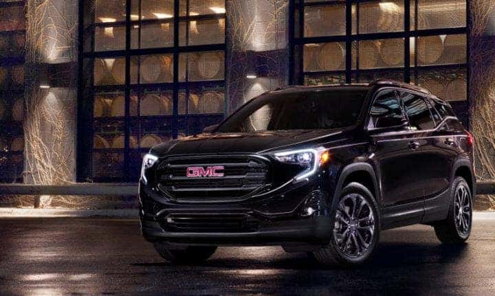 GMC Terrain SUV night drive scene black exterior