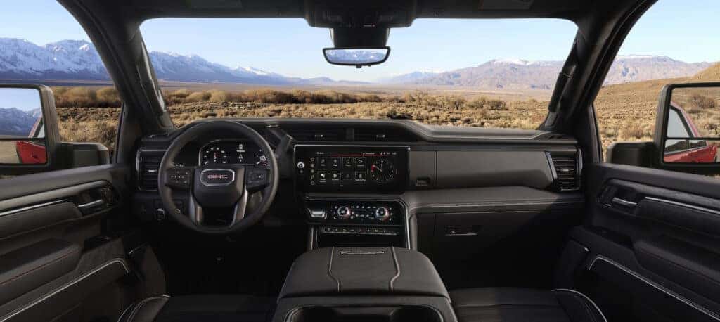 The exclusive Obsidian Rush interior of the 2024 GMC Sierra 2500HD AT4X.