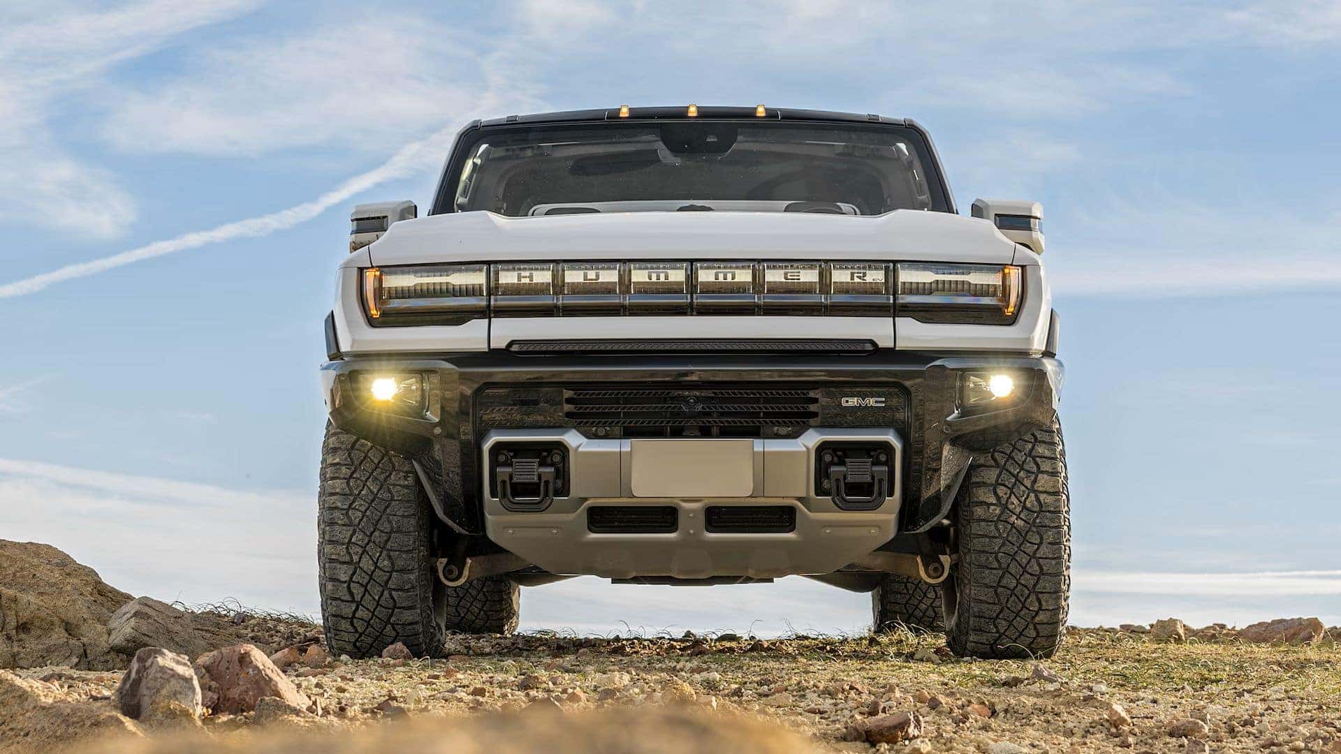 The Intimidating Front Exterior Of The 2022 GMC Hummer EV Pickup Truck