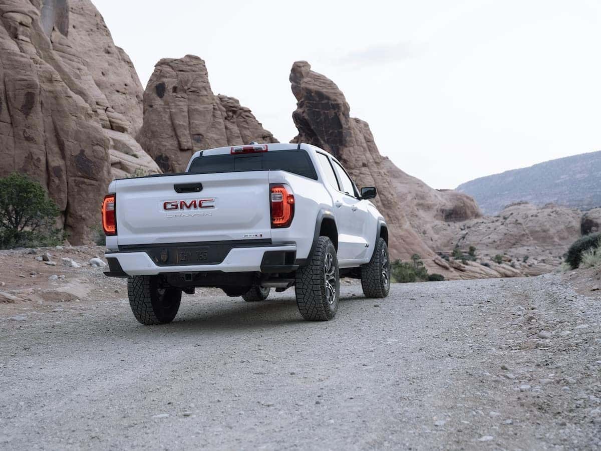 GMC Canyon AT4 Rear View On a Dirt Road