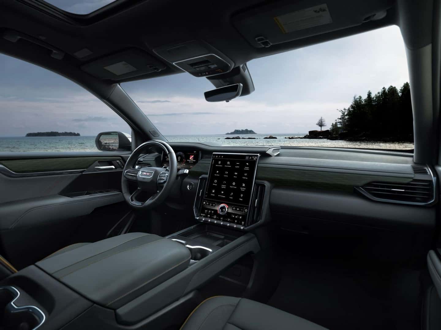 The Front Interior Of The Roomy 2024 GMC Acadia