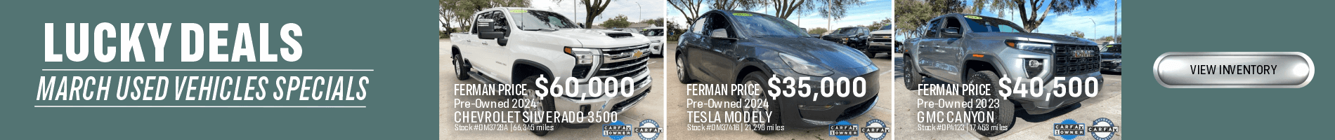 March Savings on Pre-Owned Vehicles at Ferman Chevy on North Dale Mabry