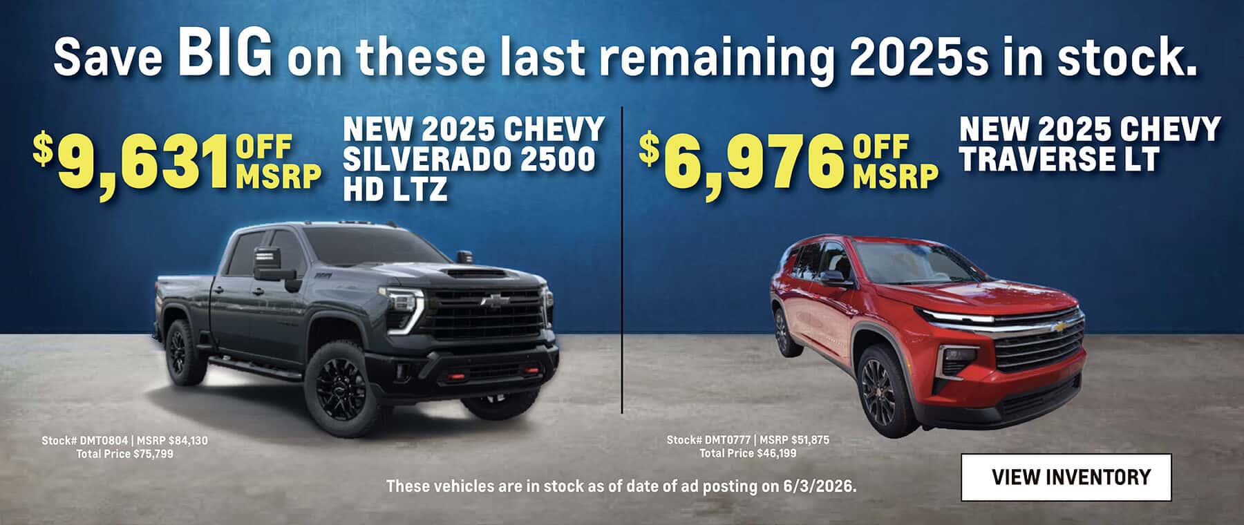 Savings on Last Remaining New 2025 Chevrolet Trucks and SUVs