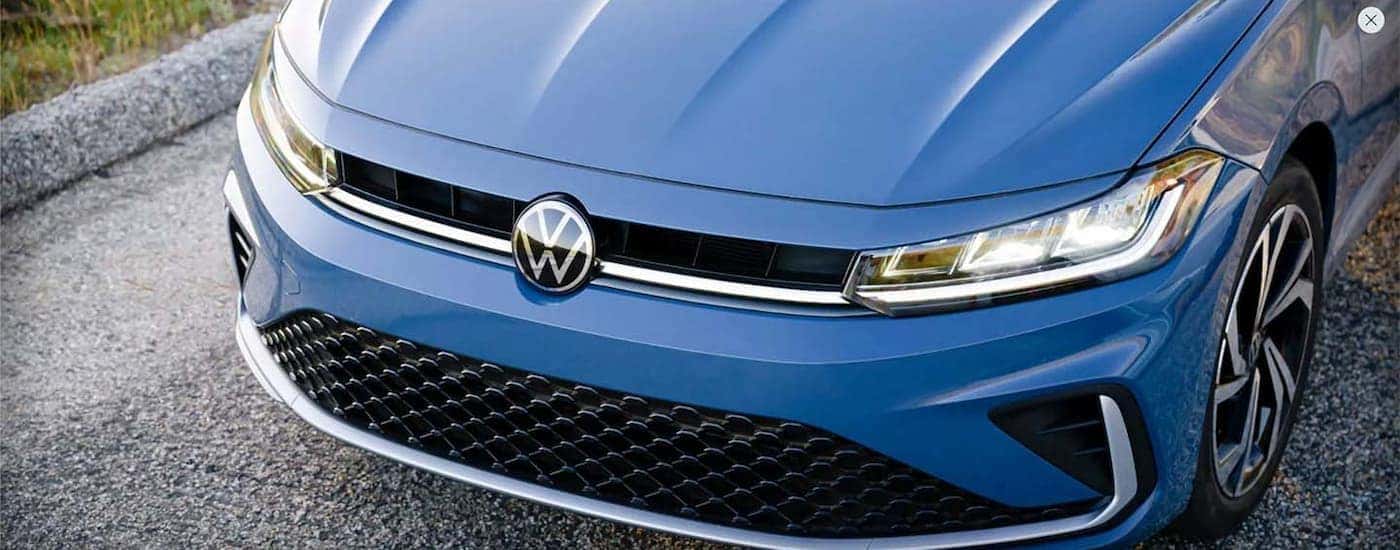 Close-up of the front grill of a 2025 Volkswagen Jetta