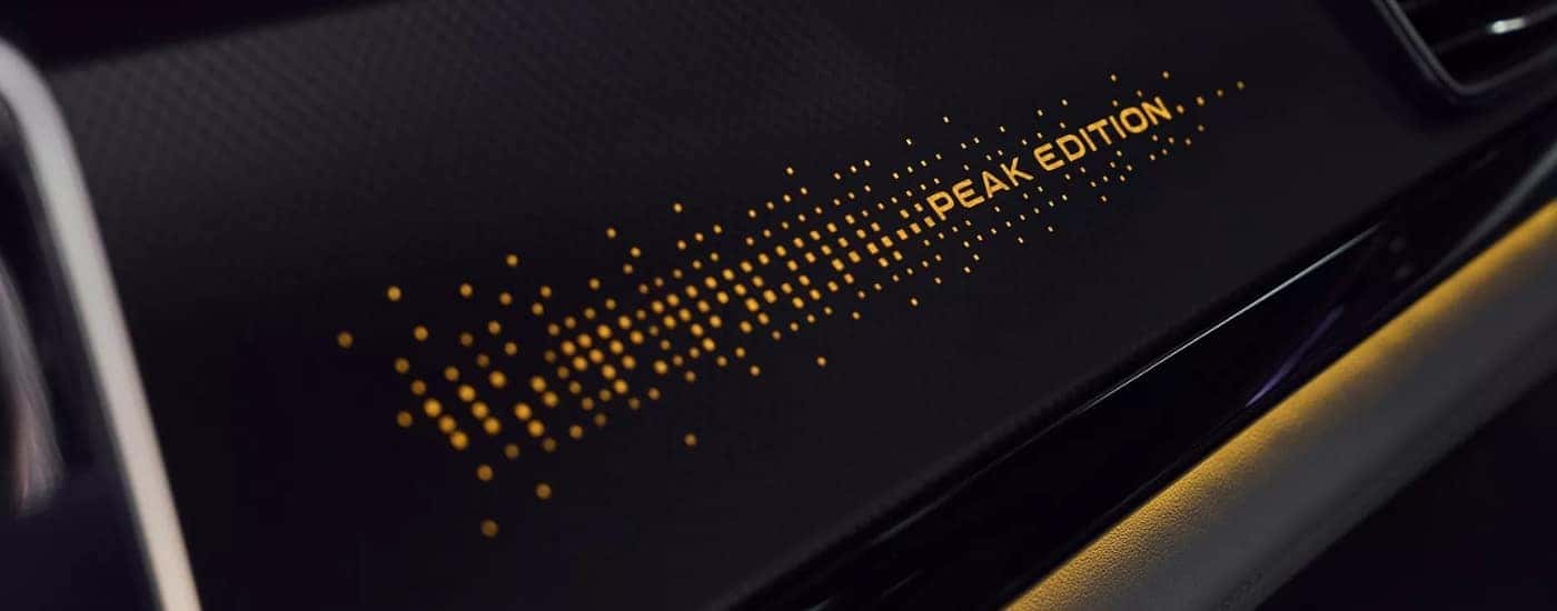 Peak Edition badge on the dash of a 2025 Volkswagen Atlas for sale.