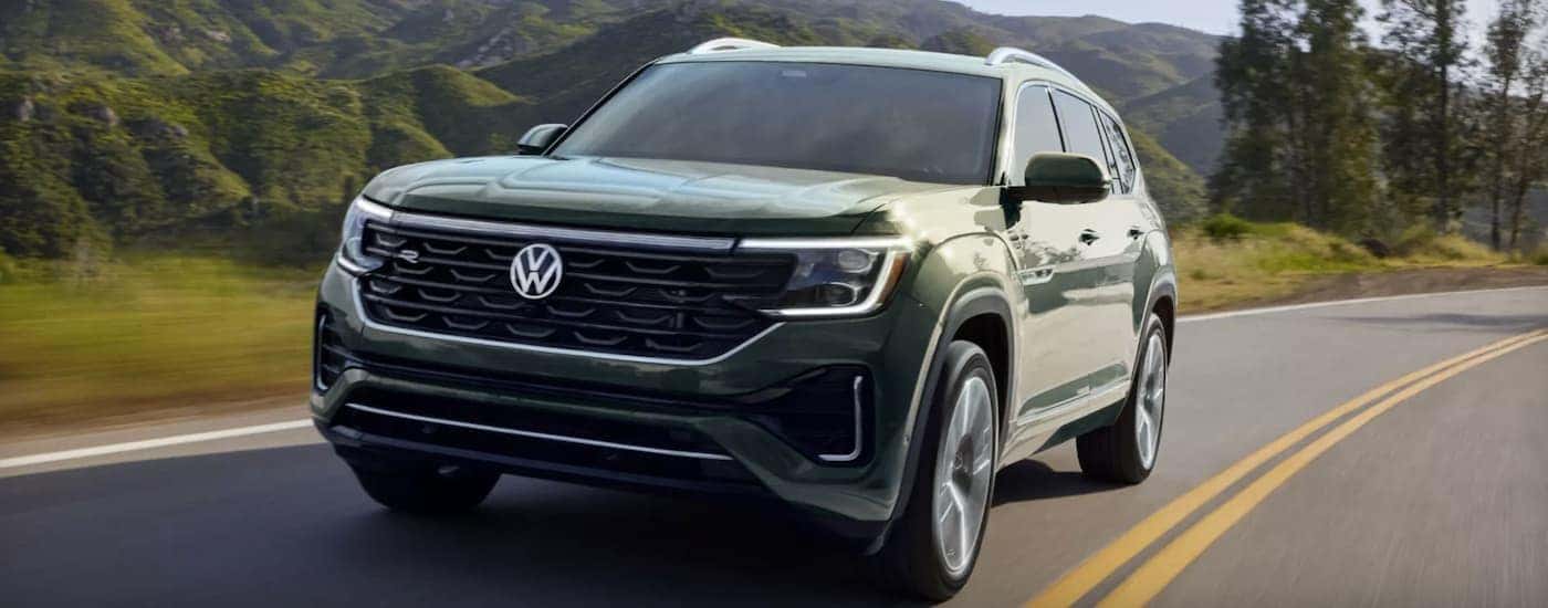 A green 2026 Volkswagen Atlas from a dealer near Woodstock