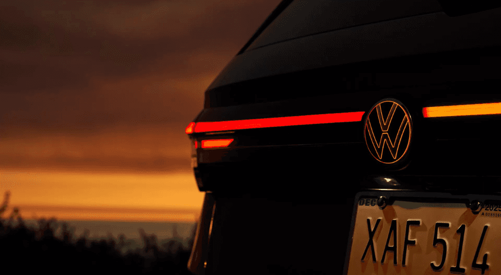 Break lights and illuminated emblem on the trunk of a 2026 Volkswagen Taos
