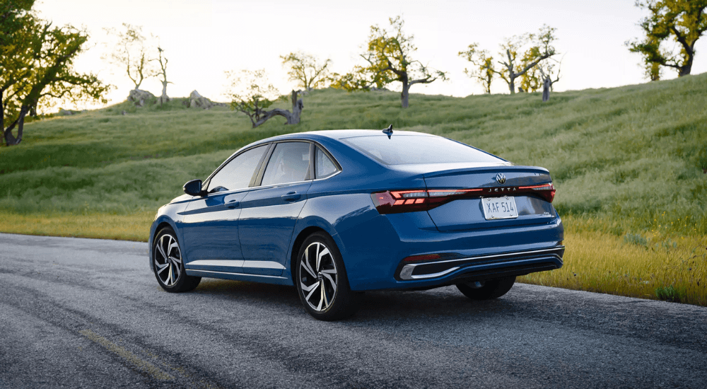 Blue 2026 Volkswagen Jetta from the rear