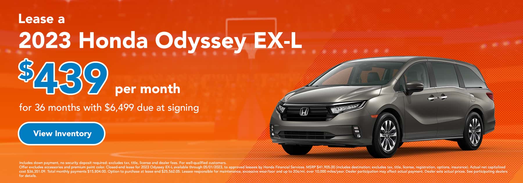 Lease a 2023 Honda Odyssey EX-L for $439 per month