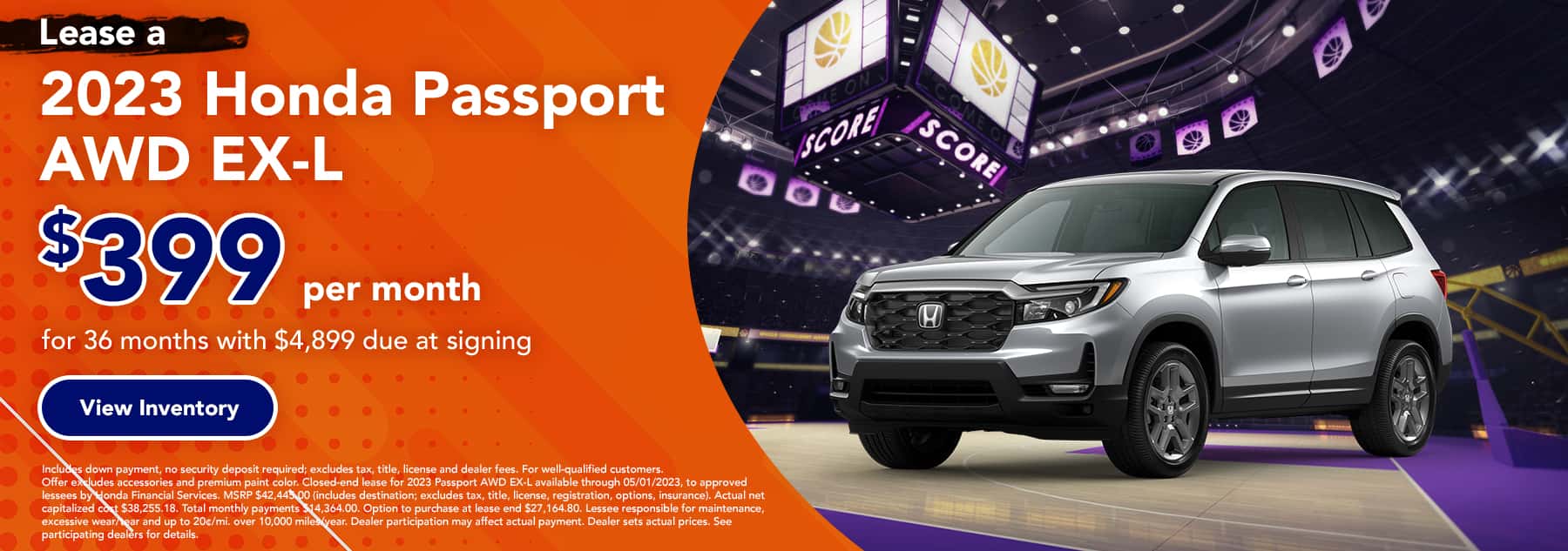 Lease a 2023 Honda Passport AWD EX-L for $399 per month