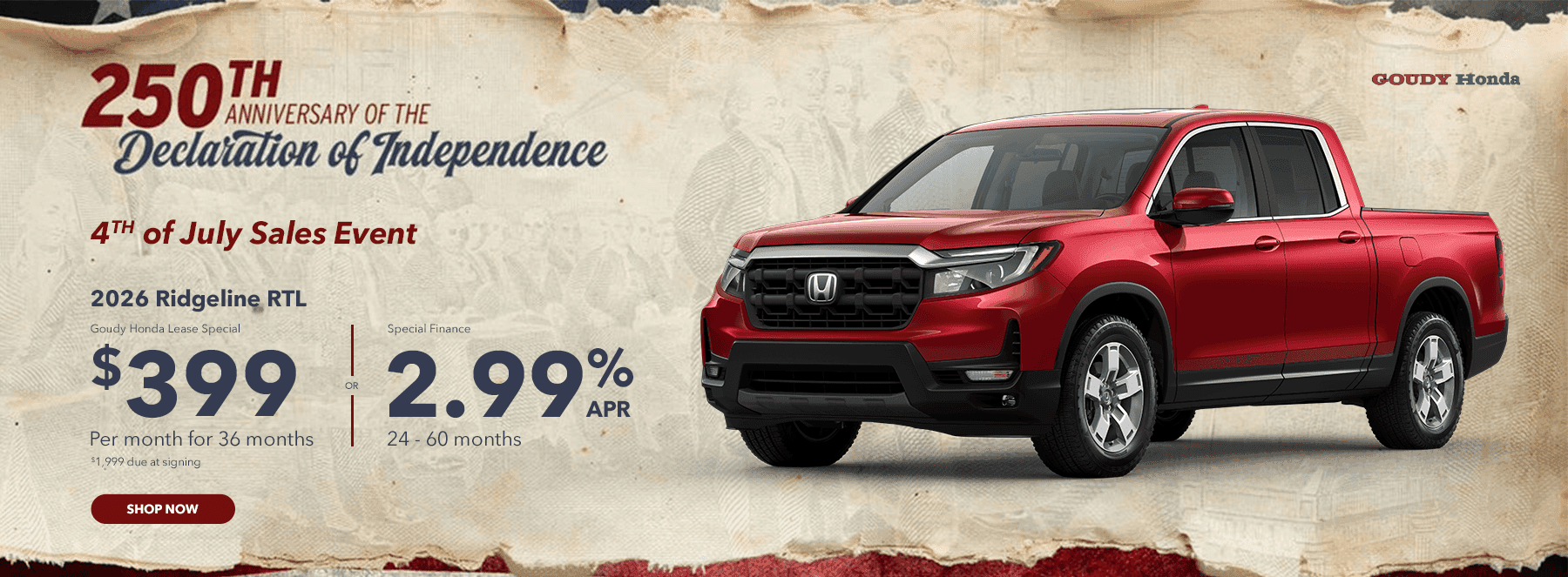 Goudy Honda Lease Special $399/mo for 36 mos $1,999 due at signing OR Special Finance 2.99% APR 24-60 mos
