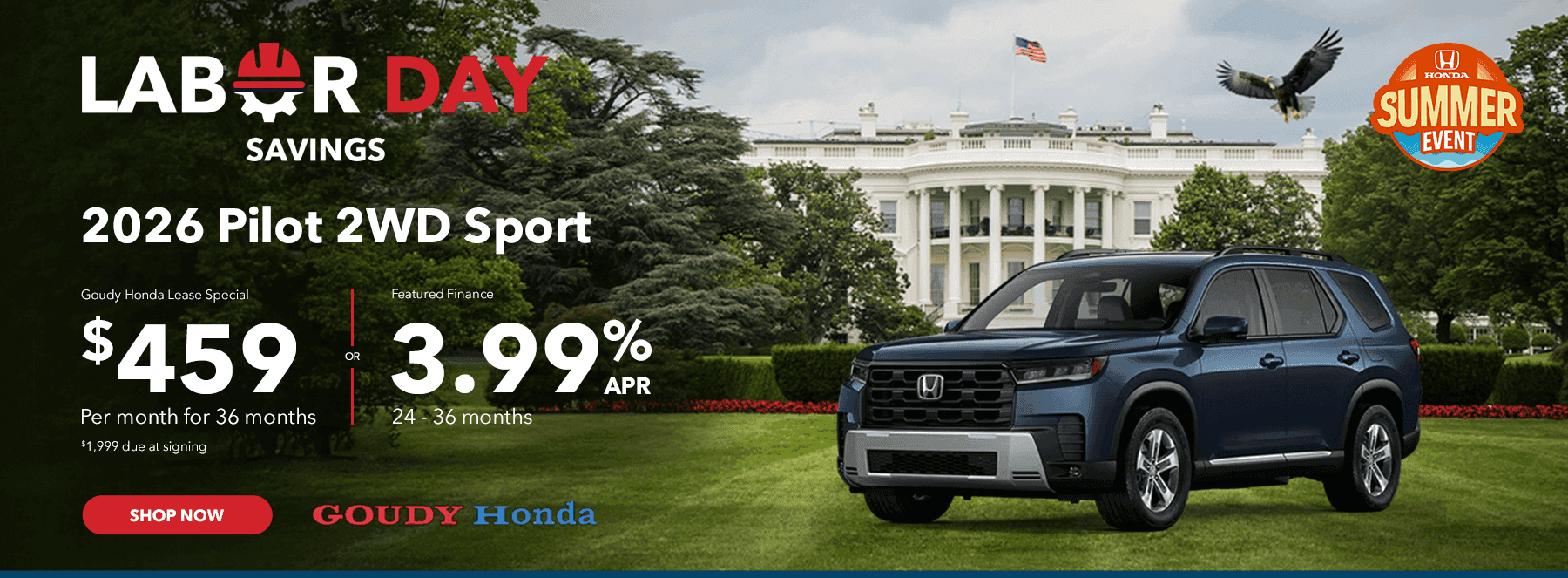 Labor Day Savings 2026 Pilot 2WD Sport