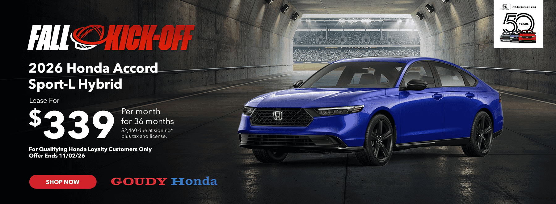 2026 Honda Accord Sport-L Hybrid Subtext Lease For $339 Per month for 36 months $2,460 due at signing* plus tax and license.