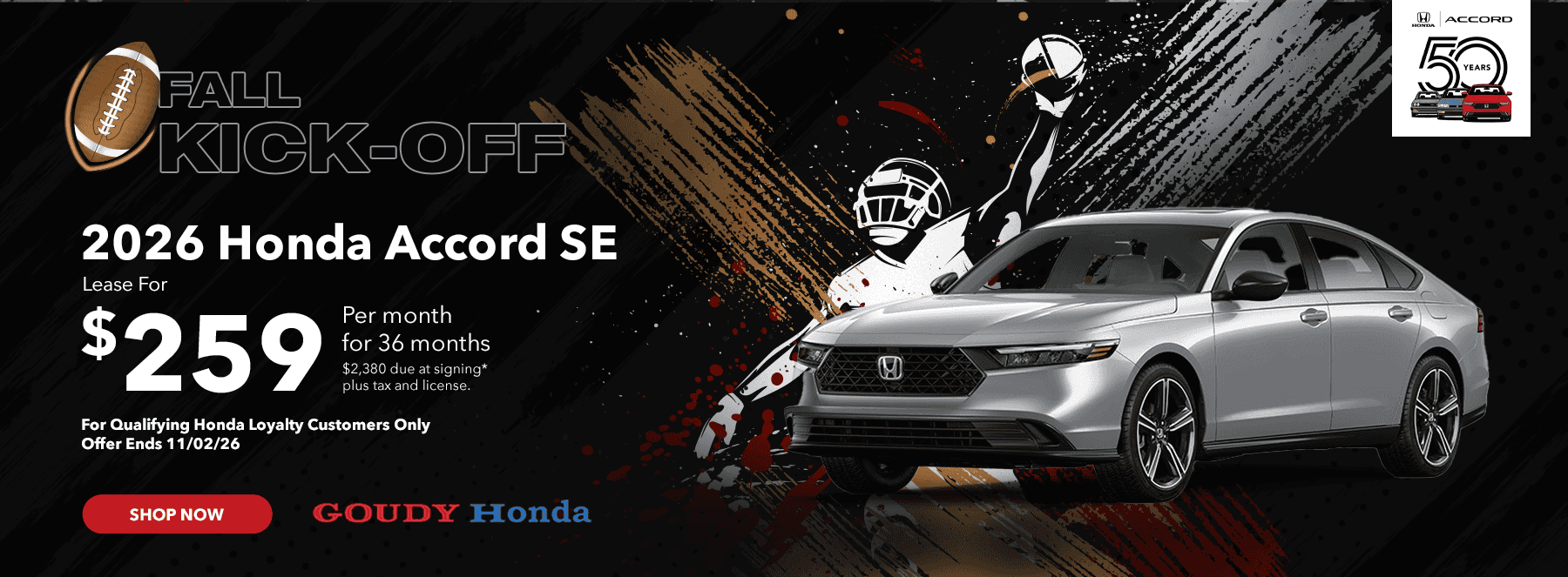 2026 HONDA Accord SE Subtext Lease For $259 Per month for 36 months $2,380 due at signing* plus tax and license.