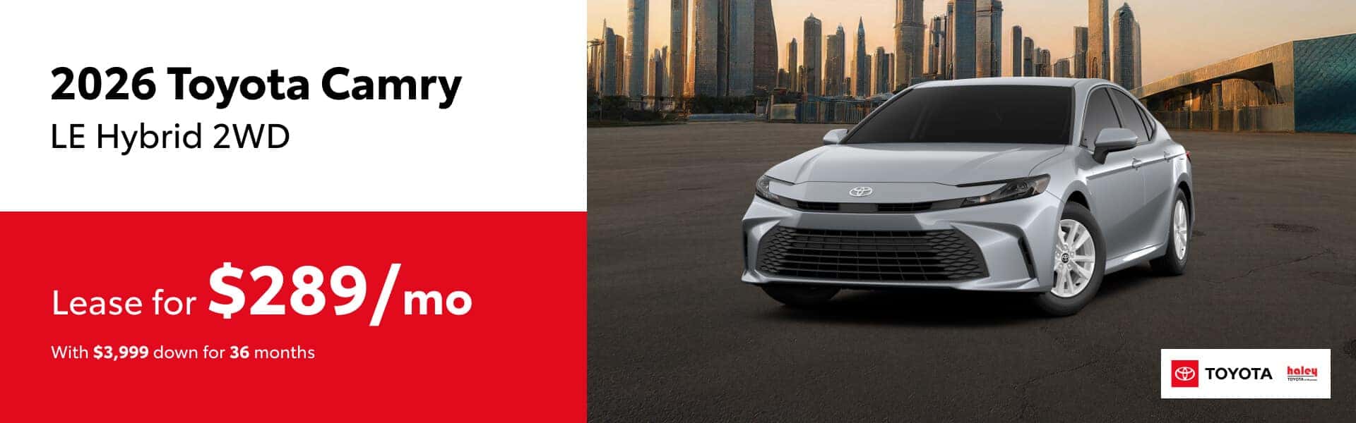 2026 Toyota Camry Lease $289 per month for 36 months