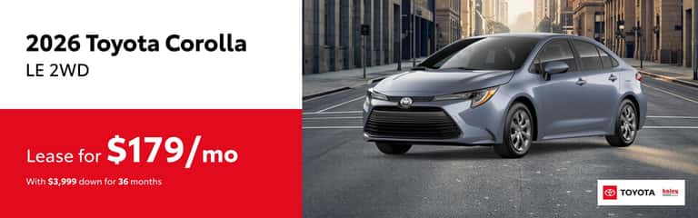 2026 Toyota Corolla Lease $179 per month for 36 months