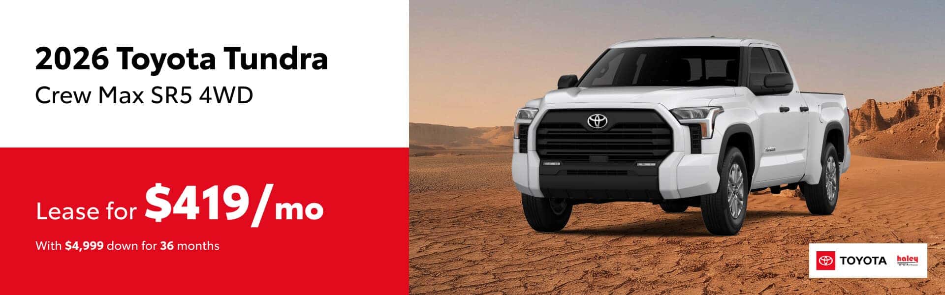 2026 Toyota Tundra Lease $419 per month for 36 months