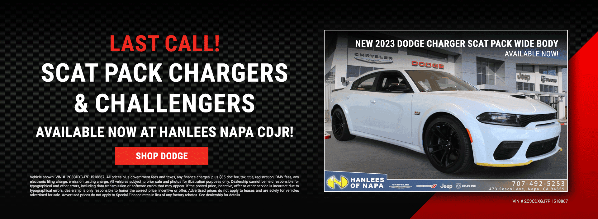 Dodge Scat Pack Chargers and Challengers in stock