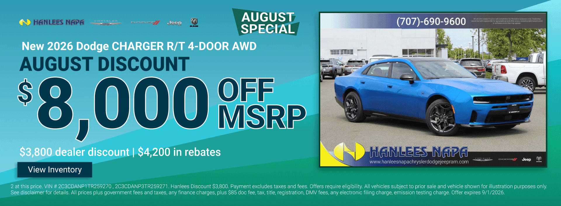 New 2026 Dodge CHARGER R/T 4-DOOR AWD Special
