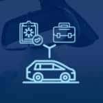 graphics of a car, checklist, and briefcase
