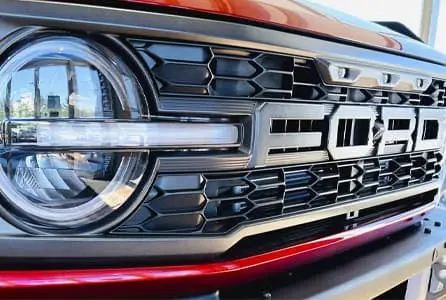 The grille of a 2022 Ford Bronco