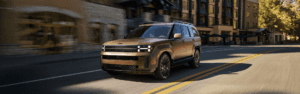 Hyundai Santa Fe Calligraphy running on city street