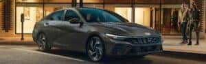 Hyundai Elantra Hybrid Parked At Night