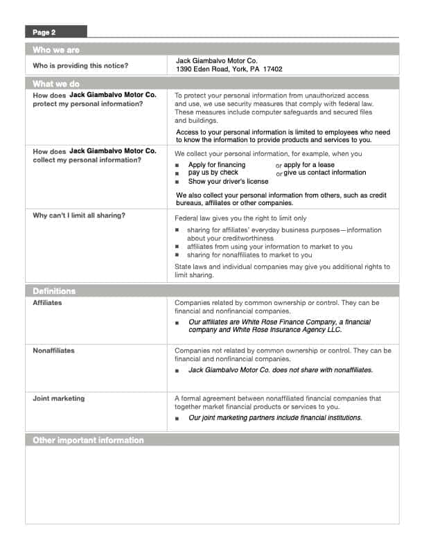 privacy policy page 2