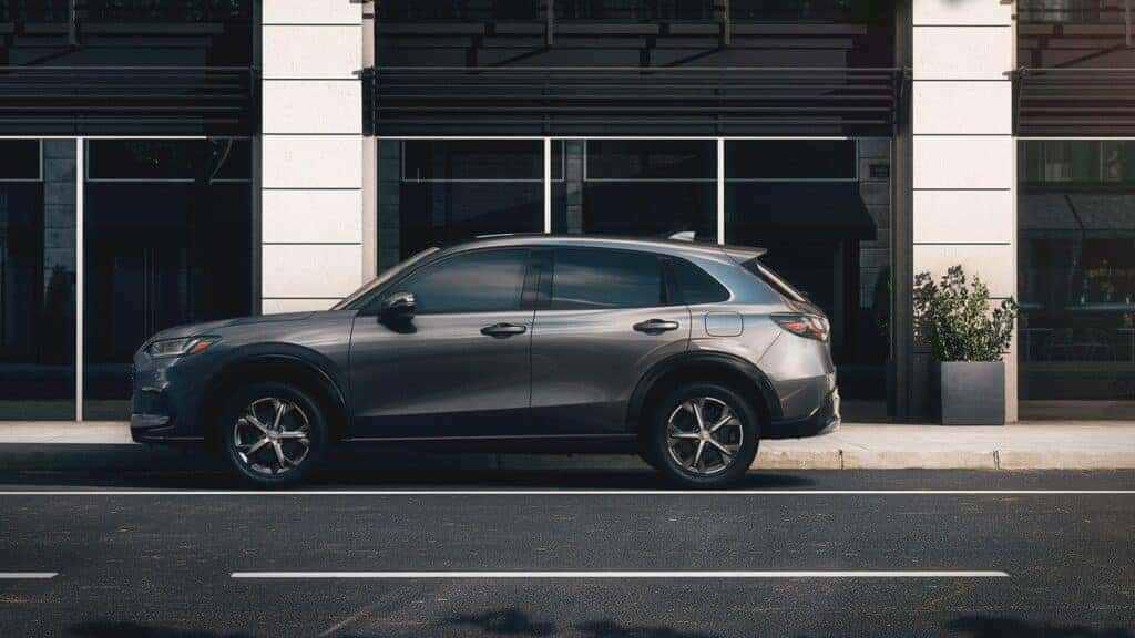2025 Honda HR-V EX-L shown with available features in Modern Steel Metallic