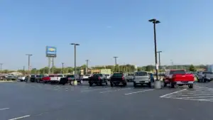 A row of pickup trucks at Jack Schmitt Chevrolet of Wood River