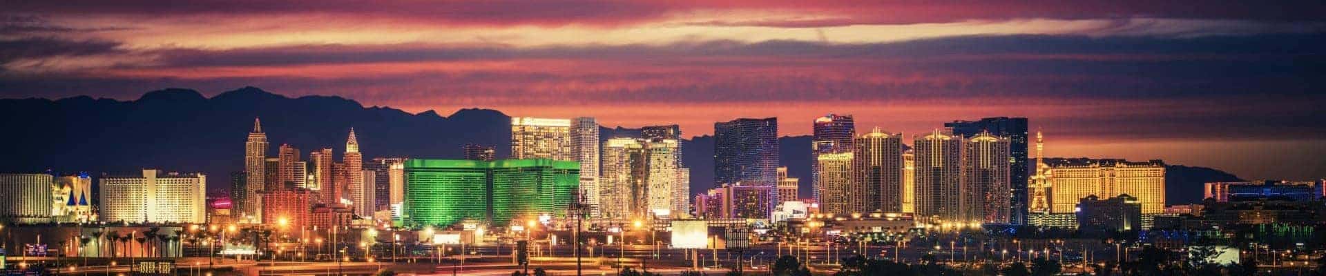 Las Vegas skyline at sunset