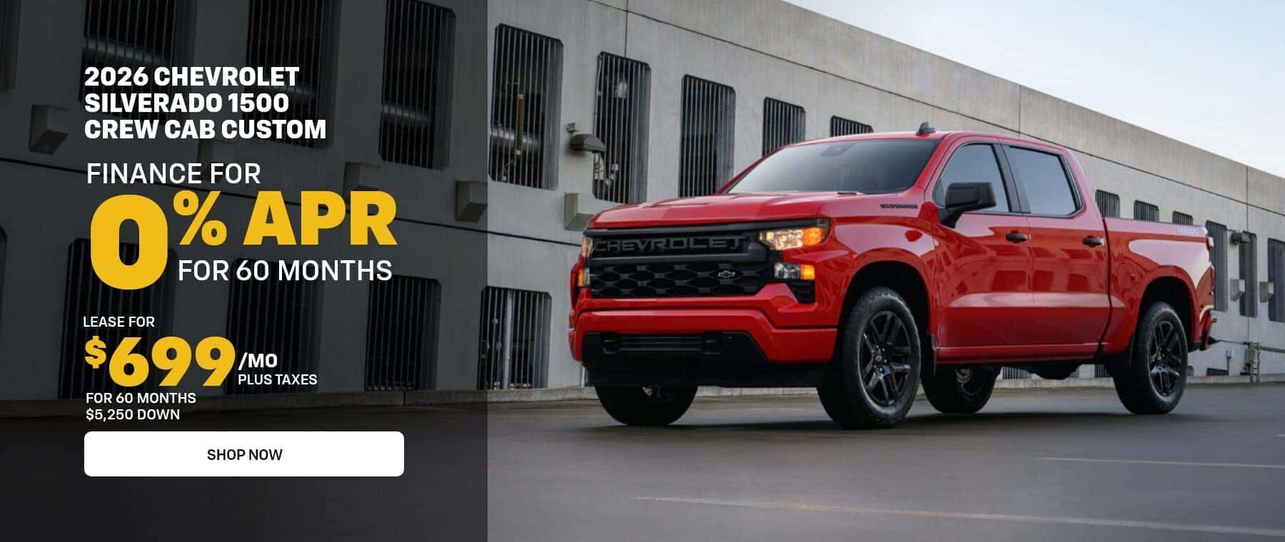 2026 Chevrolet Silverado 1500 Crew Cab Custom Finance for 0% APR For 60 mos./ $699/mo plus taxes