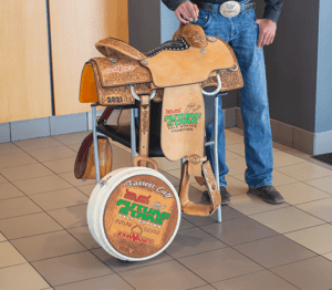 a saddle from Lazy E Arena in Guthrie