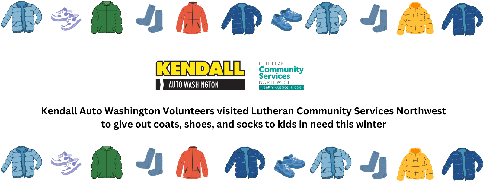 Kendall Auto Washington Volunteered at Lutheran Community Services Northwest to Give Coats, Shoes, and Socks to Kids in Need
