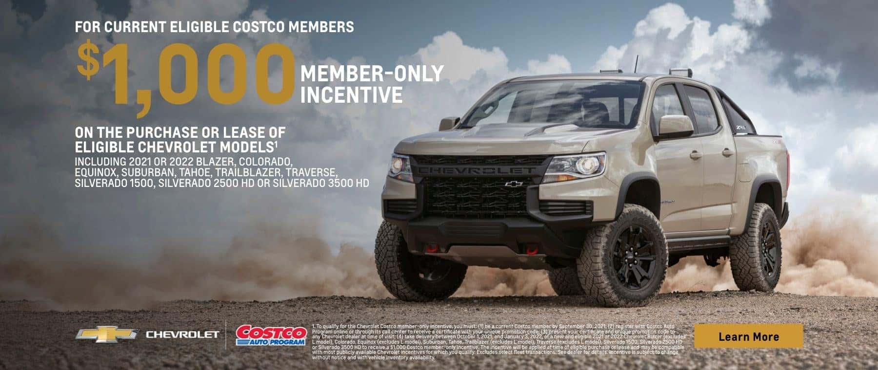 Receive a $1,000 Costco member-only incentive for the Colorado