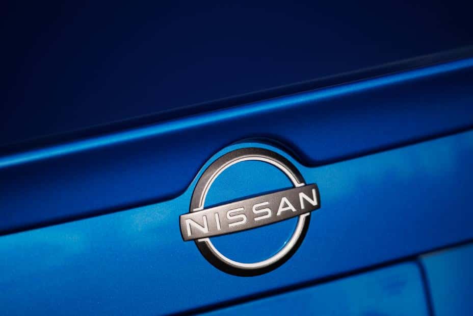Nissan Logo on Blue Nissan Model