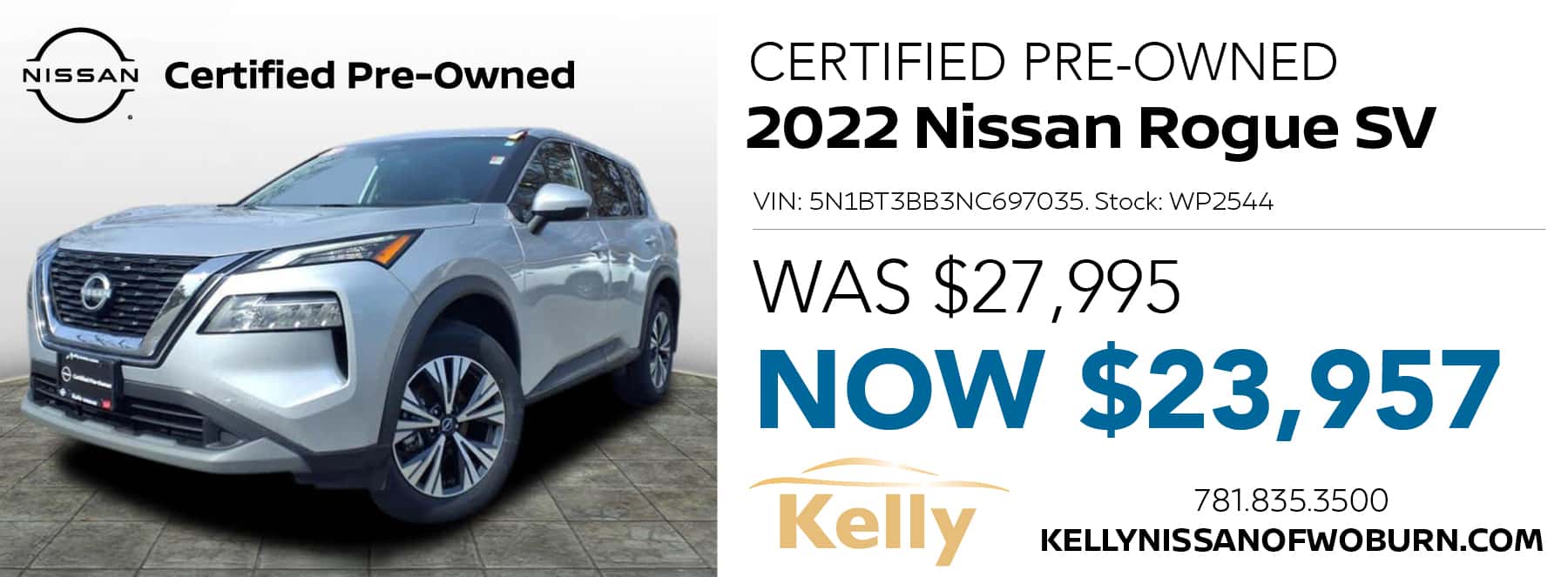 Certified Pre-Owned 2022 Nissan Rogue SV Was $27,995 Now $23,957