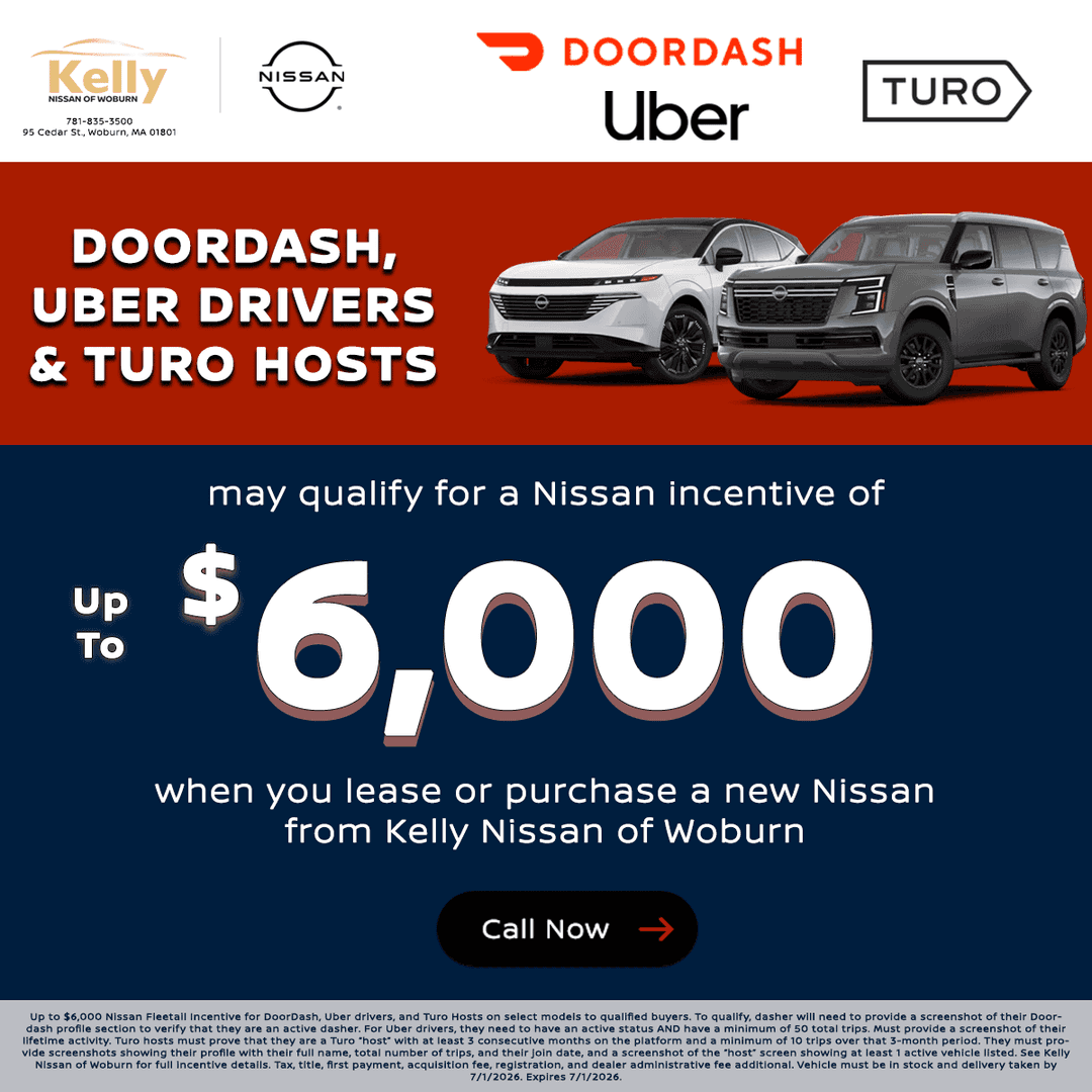 Nissan fleet and fleetail incentives for Uber drivers DoorDash drivers and Turo hosts in Massachusetts