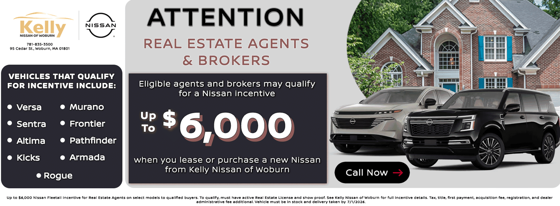 Real Estate Agents and Brokers May Qualify For A Nissan Incentive of Up To Six Thousand Dollars