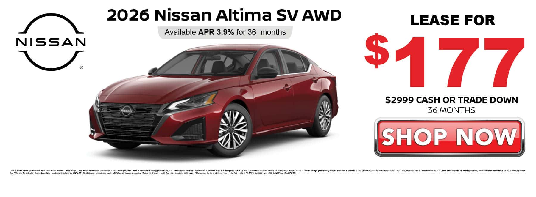 2026 Nissan Altima SV 2.5 Lease Special | July