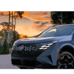Sunset and Nissan Rogue Hybrid