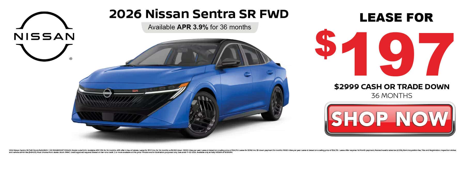 2026 Nissan Sentra SV Lease Special | October We banner
