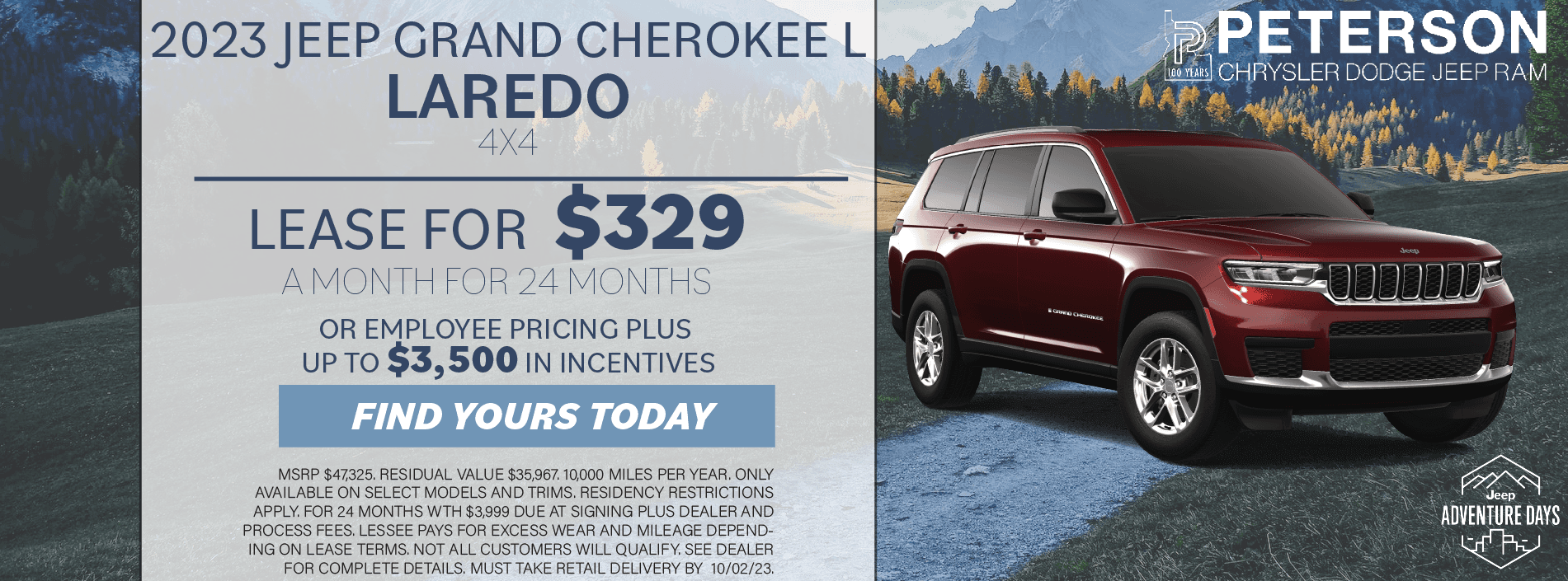 Peterson Stampede- Sept.- G cherokee L laredo
