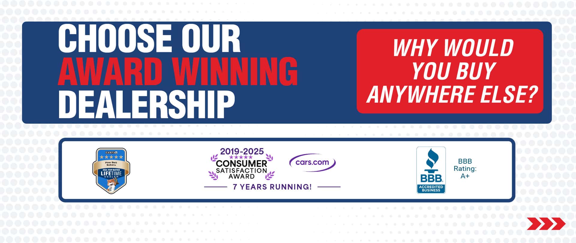 Choose our award winning dealership. Why would you buy any anywhere else?