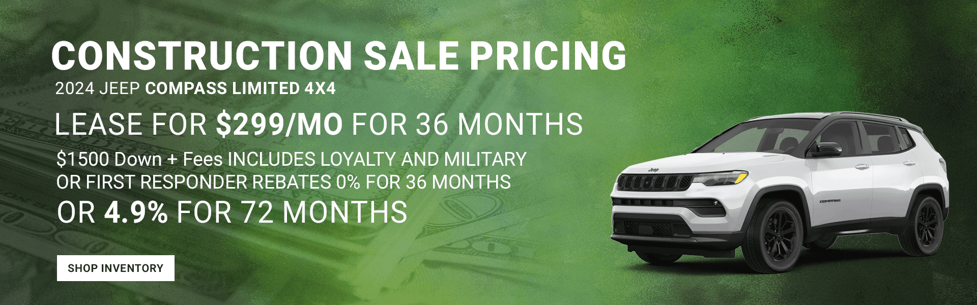 2024 Jeep Compass Limited 4x4 Lease for $299/mo for 36 Months