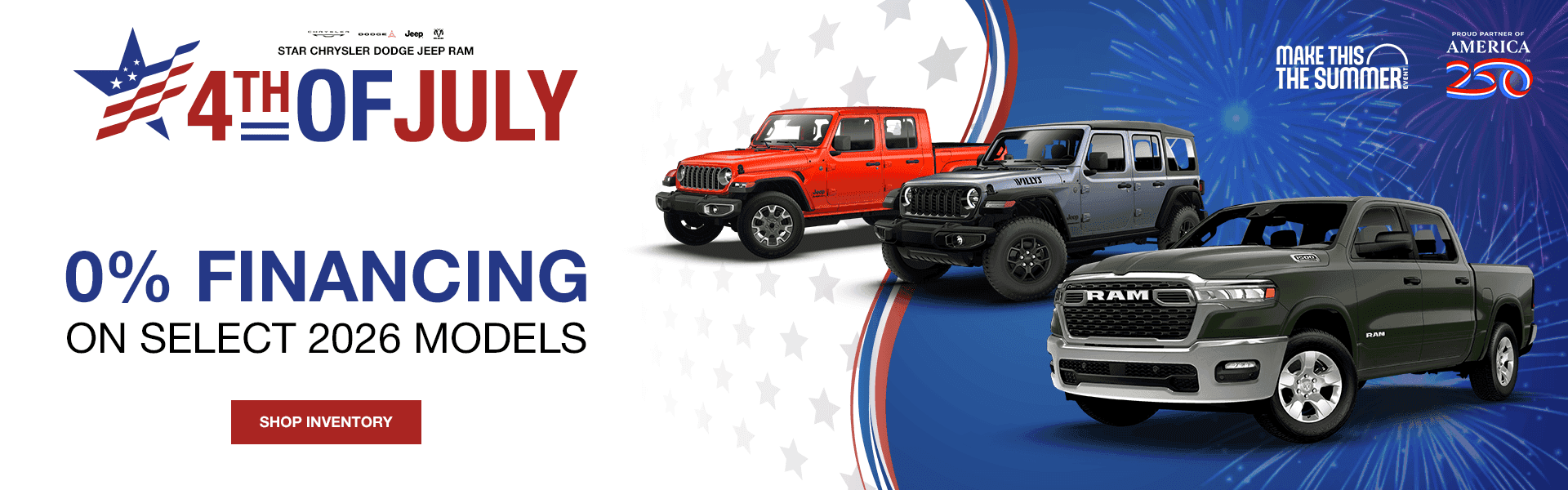 0% FINANCING ON SELECT 2026 MODELS